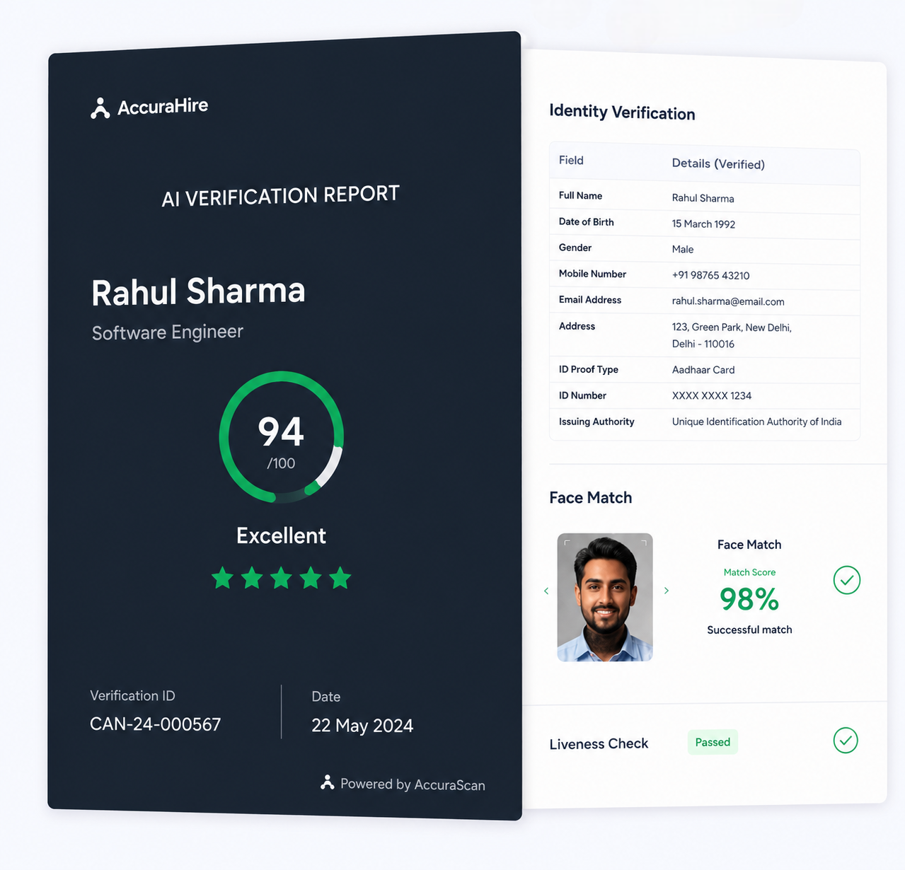 Sample AccuraHire AI verification report